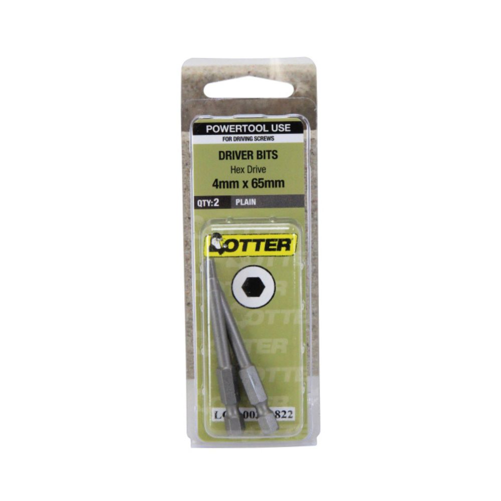 Otter Hex Head Bit 4mm x 65mm Normal Round - Pack of 2