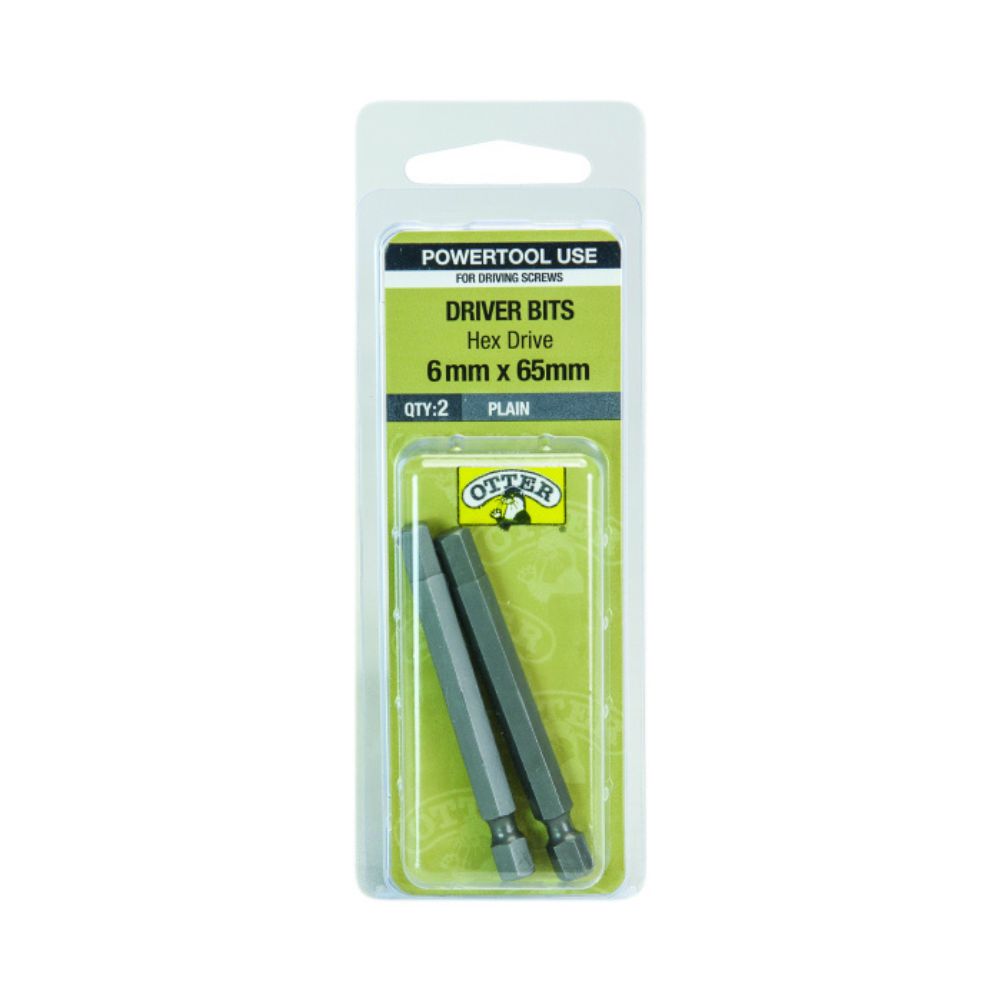 Otter Hex Drive Bit-6mm x 65mm Normal Round Pack of 2