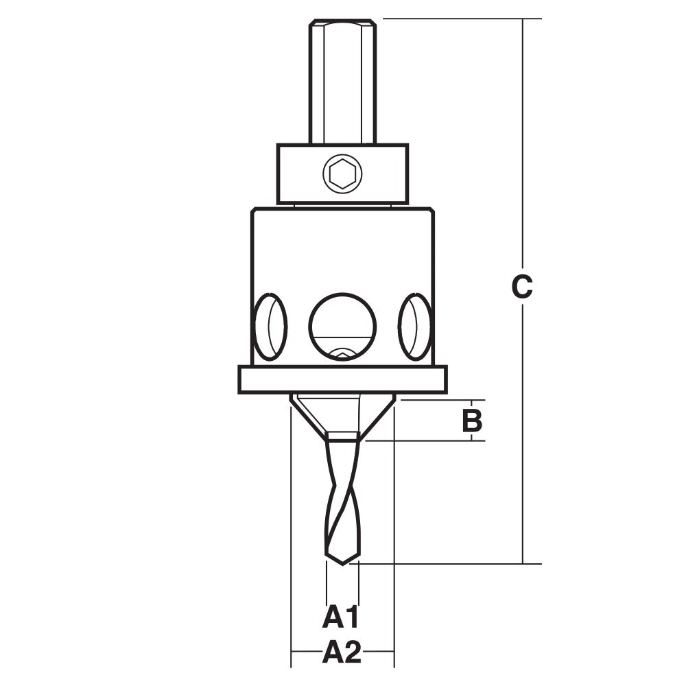 Carbitool Drill Countersink with Ball Bearing Depth Stop - 8 to 14 guage