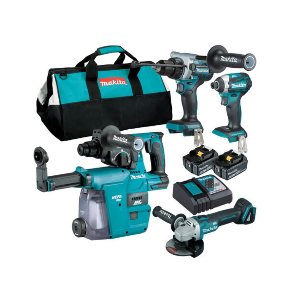 Makita 4 Piece Brushless Combo Kit - DHP486Z, DTD154Z, DGA504Z, DHR