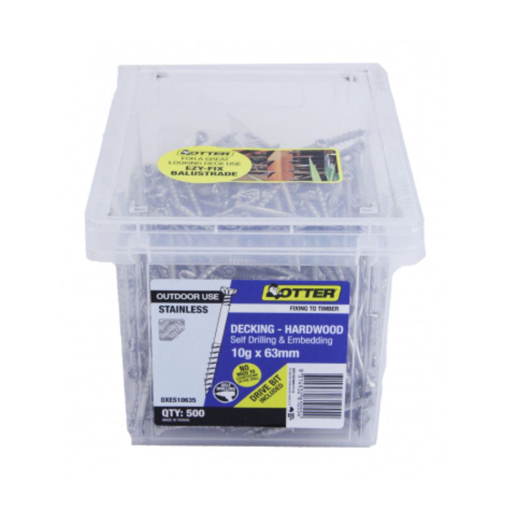 Otter Decking Screws Hardwood Self-Drilling Embedding, SS 316 Pack of 50