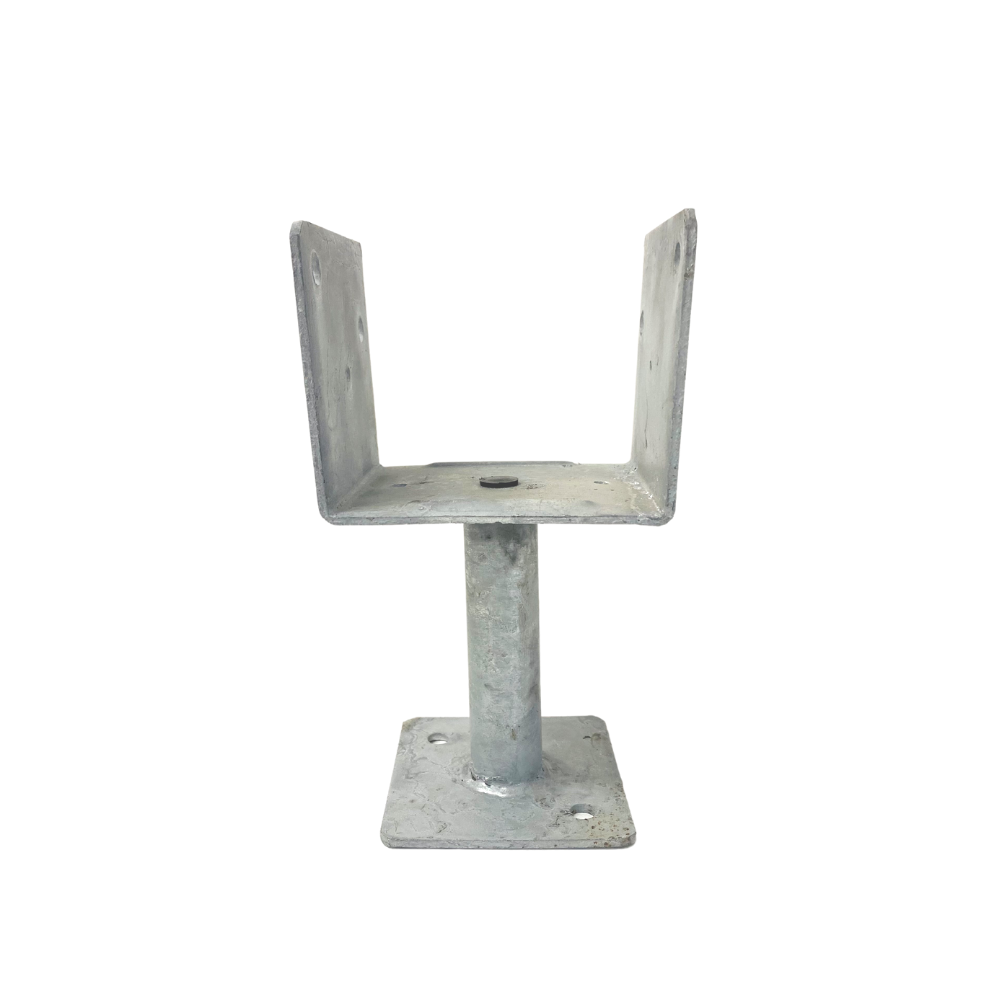 McIntyre® 115mm Full Stirrup Galvanised Post Support with 125mm leg