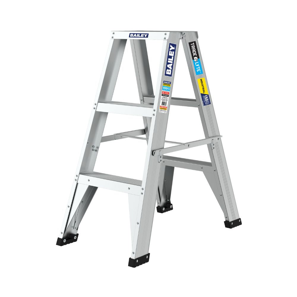 Bailey Trade Lyte Double Sided Stepladders - 3 &amp; 4 Step - 150kg Weight Capacity