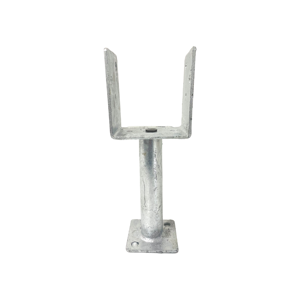 McIntyre® 90mm Full Stirrup Galvanised Post Support with 150mm leg