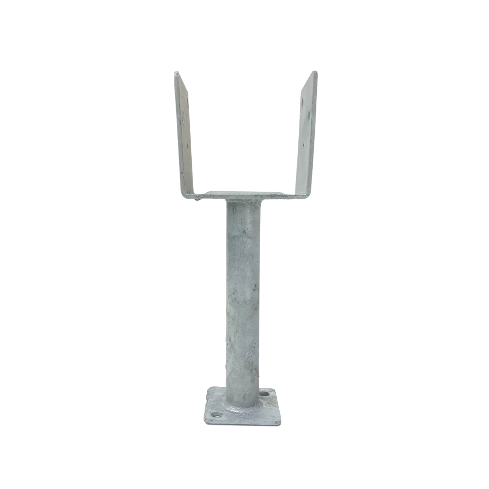 McIntyre® 100mm Full Stirrup Galvanised Post Support with 200mm leg