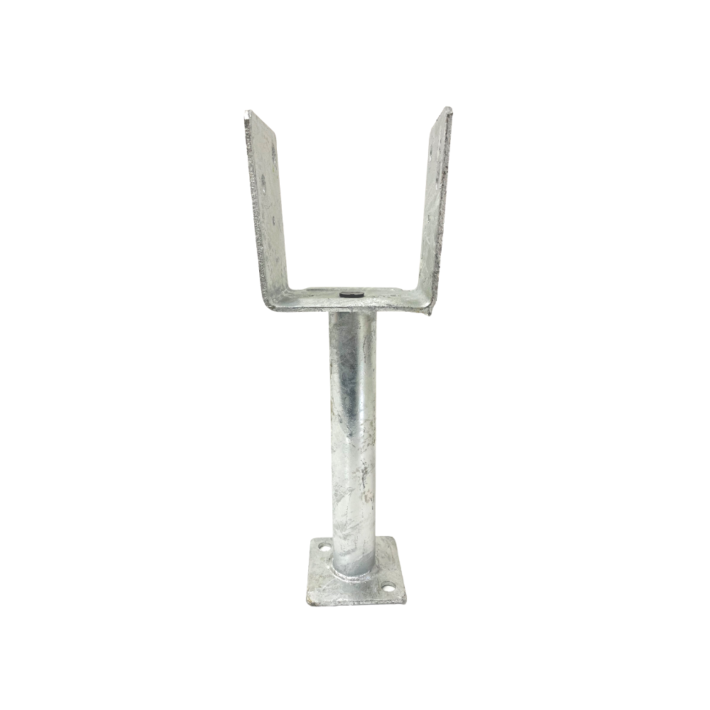 McIntyre® 90mm Full Stirrup Galvanised Post Support with 200mm leg