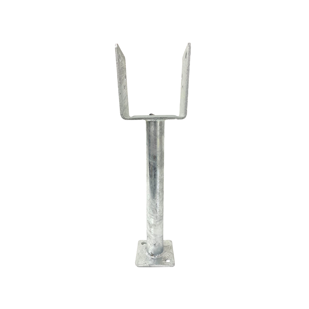 McIntyre® 90mm Full Stirrup Galvanised Post Support with 250mm leg