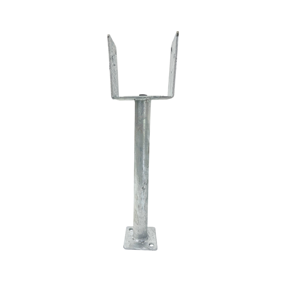 McIntyre® 100mm Full Stirrup Galvanised Post Support with 300mm leg