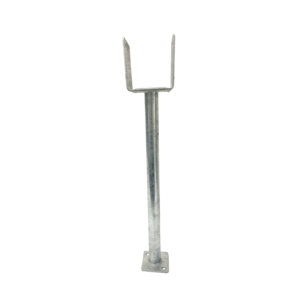 McIntyre® 90mm Full Stirrup Galvanised Post Support with 450mm leg