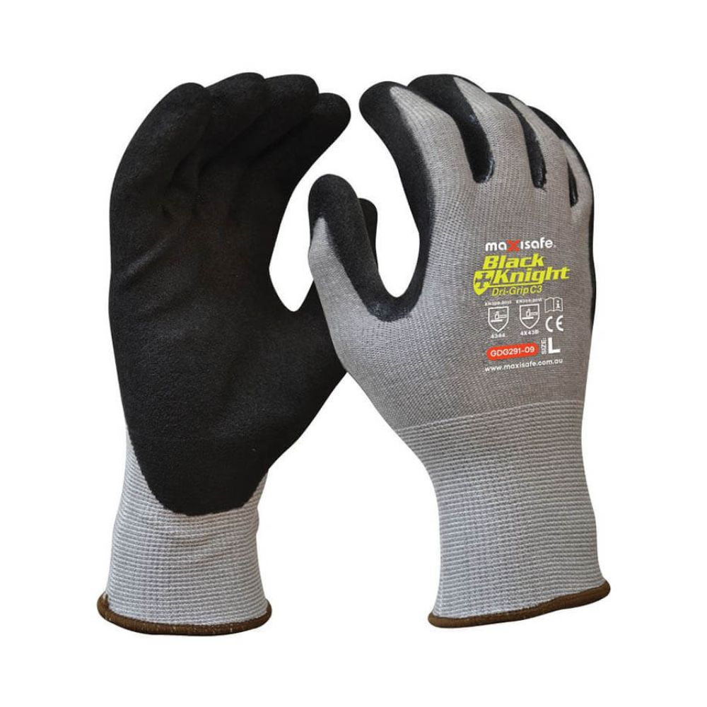 Maxisafe Black Knight Dri-Grip Cut B Glove with Gripmaster Coating