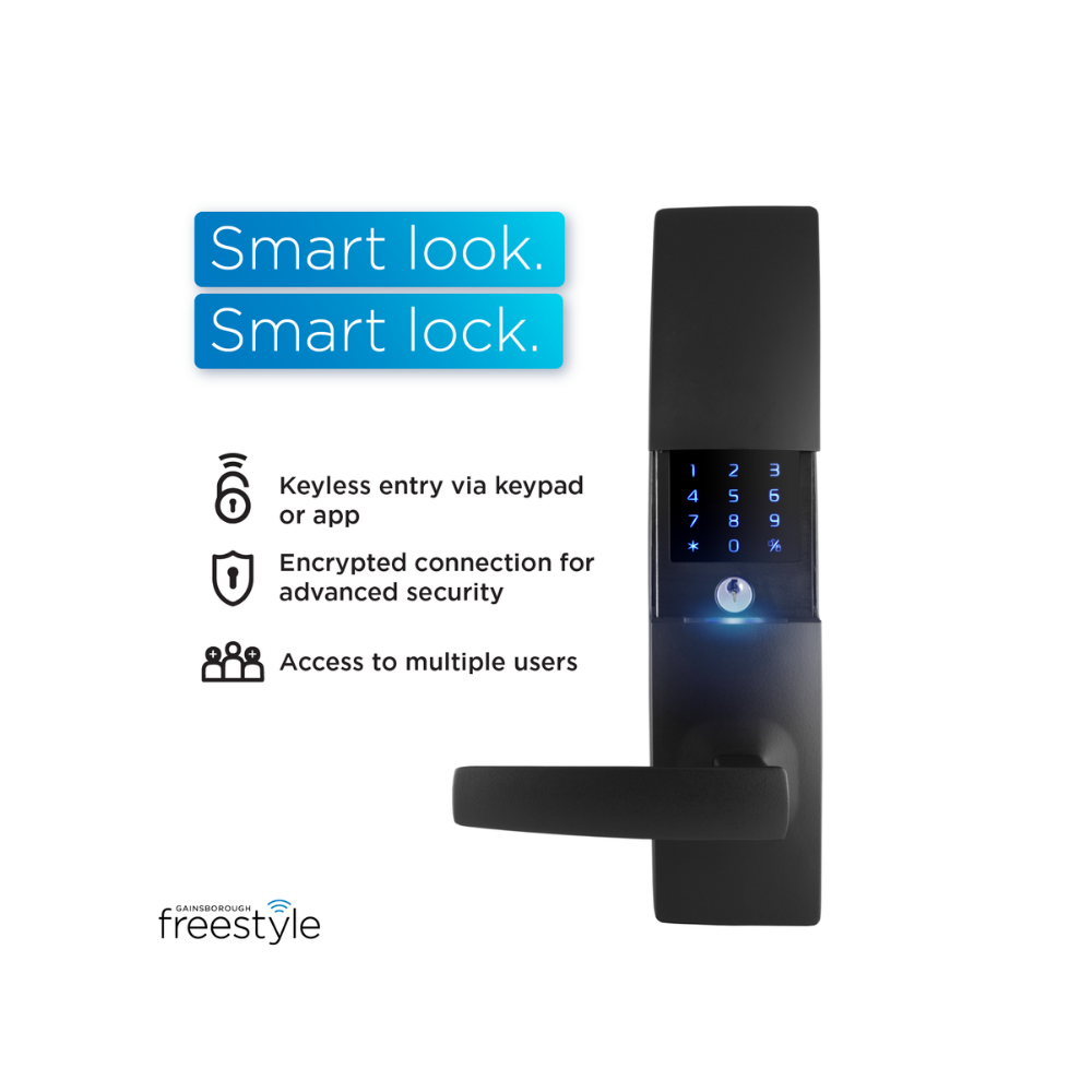 Gainsborough Trilock Freestyle Aurora Smart Digital Lock - Matt Black