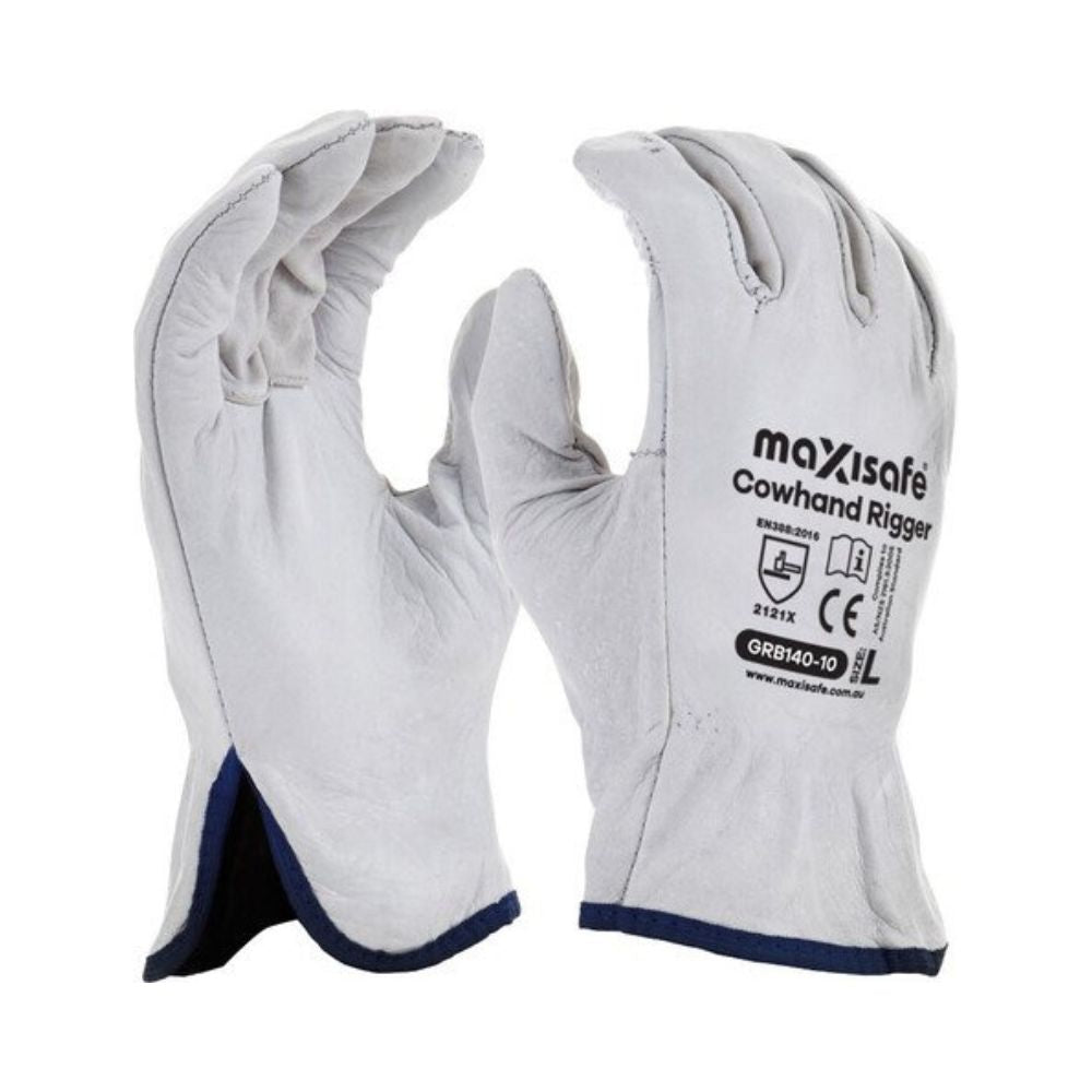 Maxisafe Natural Full-Grain Leather Rigger Glove - Sizes: L &amp; XL