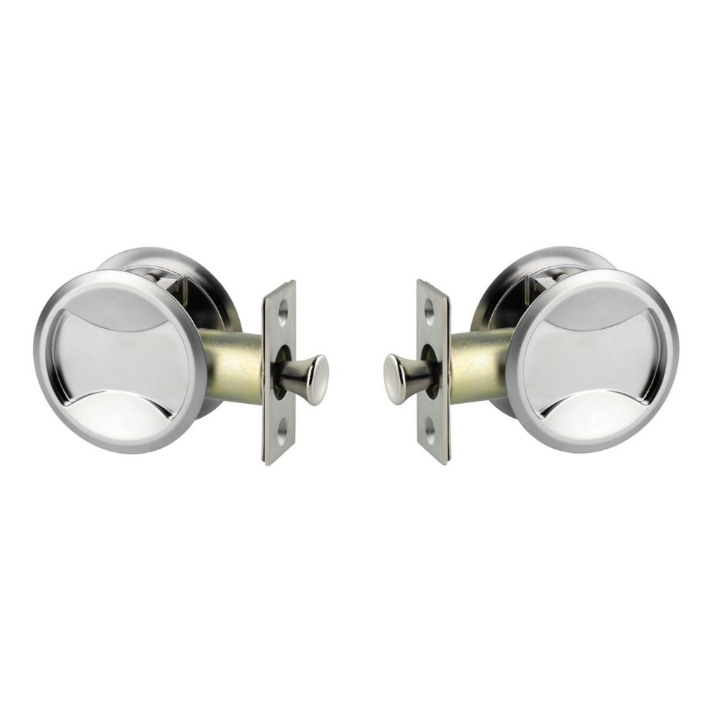 Lockwood Symmetry Round Cavity Sliding Door Passage Set DP Chrome Plate