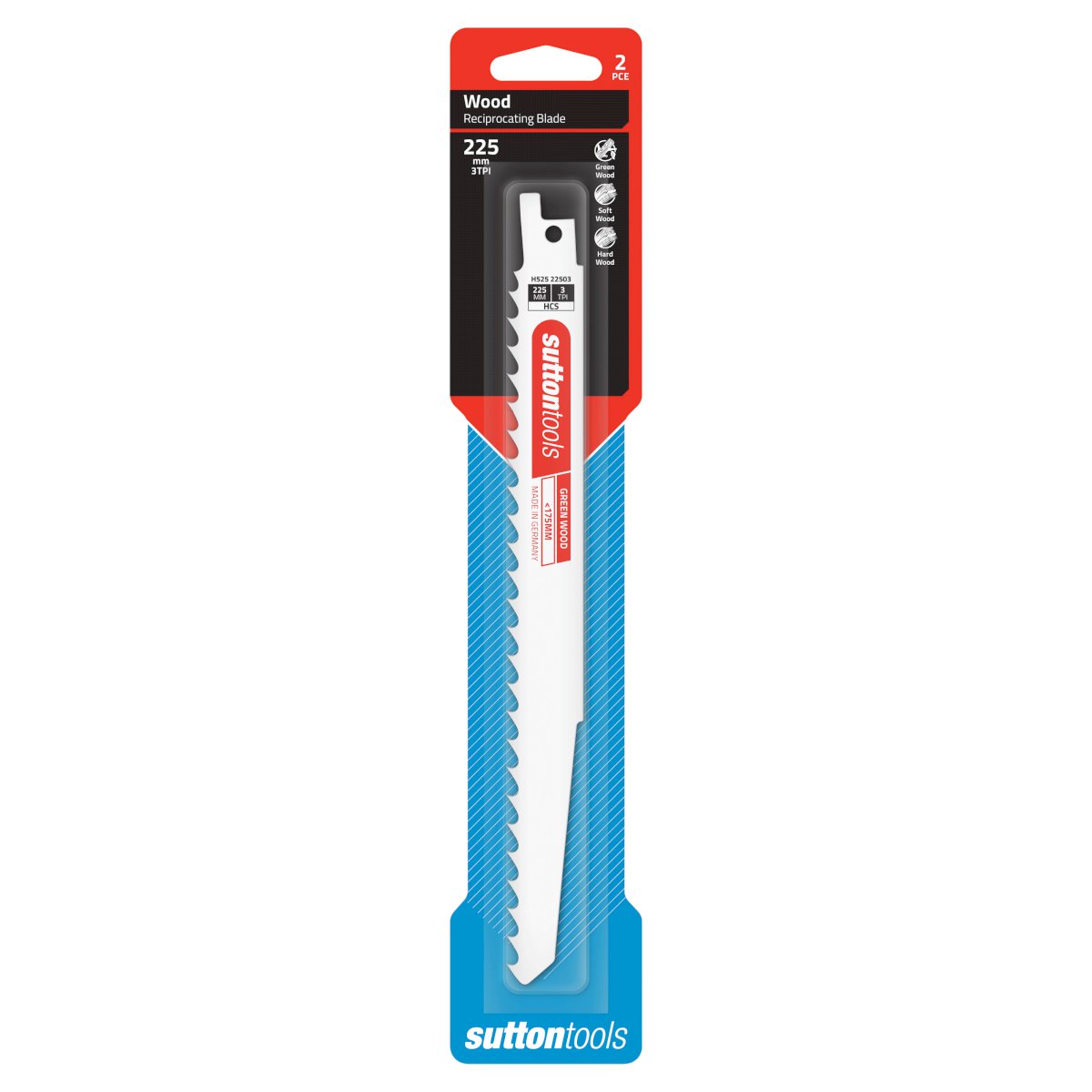 Sutton H525 Reciprocating Blades – Wood - Green Wood 225mmx3TPI