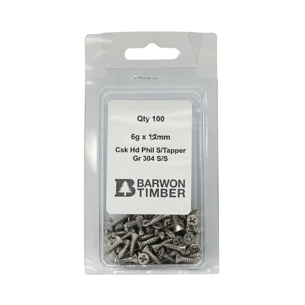 Micro Fasteners Counter Sunk Stainless Steel 6G x 304 Grade | Pack 100