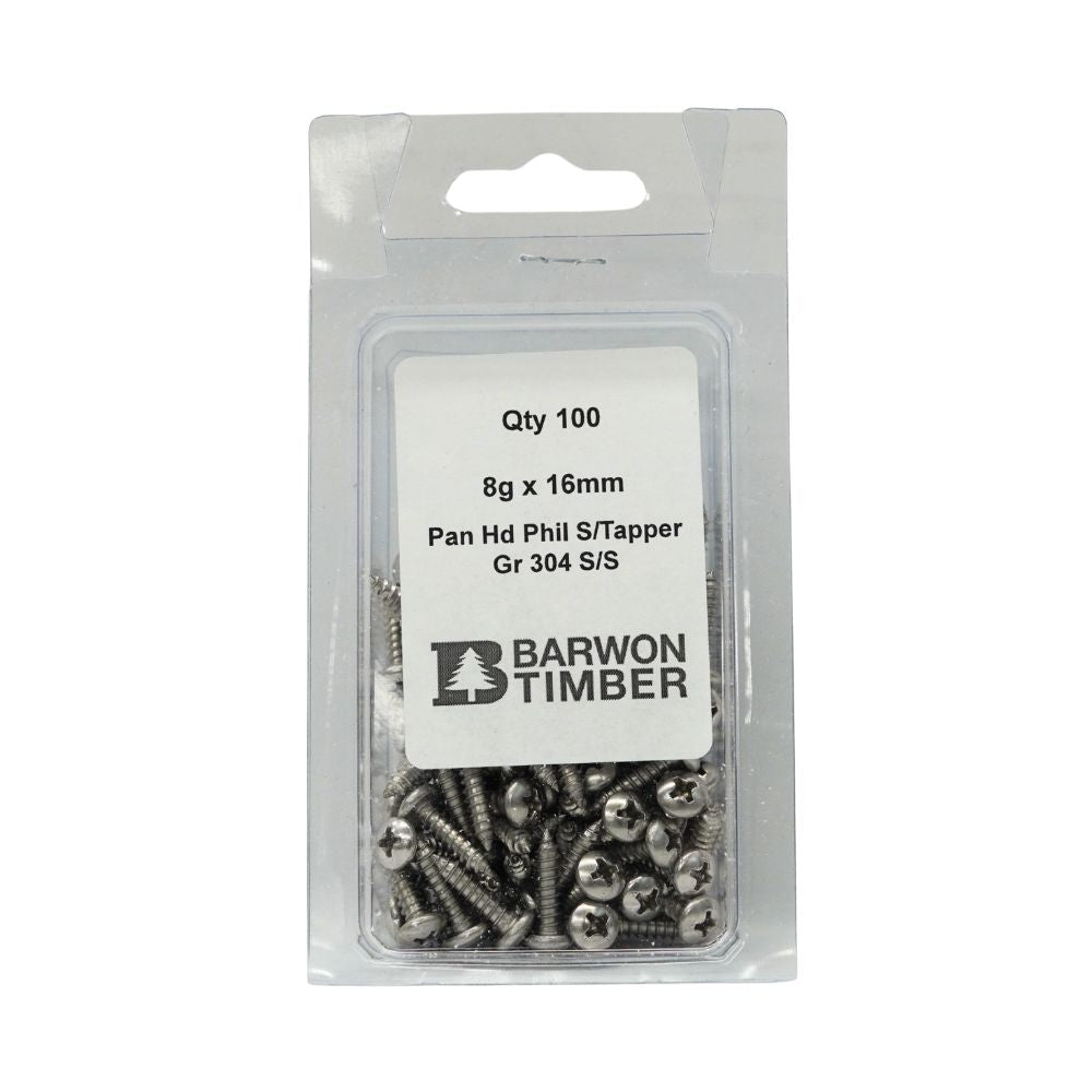 Micro Fasteners Pan Head &amp; Counter Sunk Stainless Steel 8G x 304 Grade (Various Sizes)