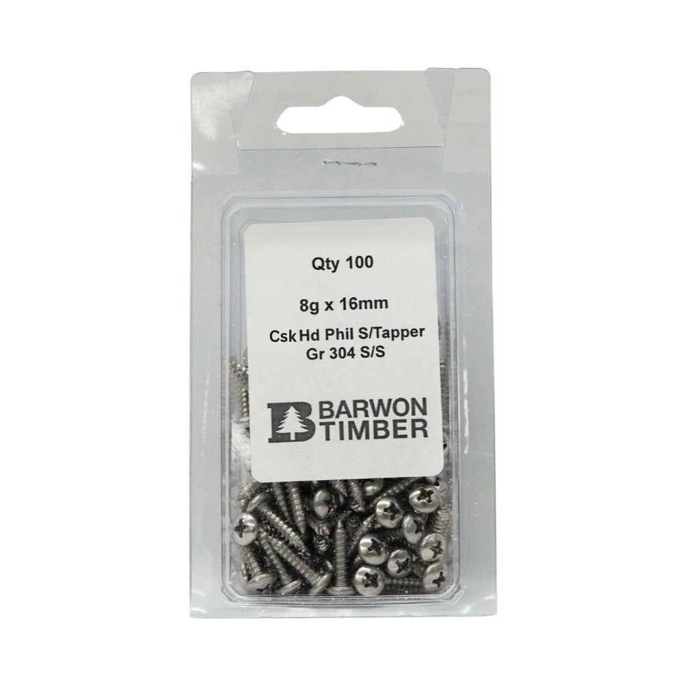 Micro Fasteners Pan Head &amp; Counter Sunk Stainless Steel 8G x 304 Grade (Various Sizes)