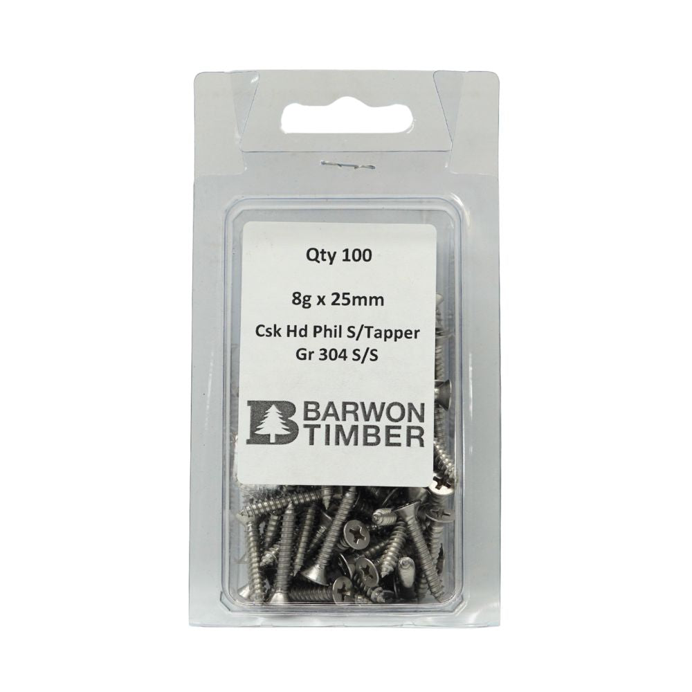Micro Fasteners Pan Head & Counter Sunk Stainless Steel 8G x 304 Grade (Various Sizes)