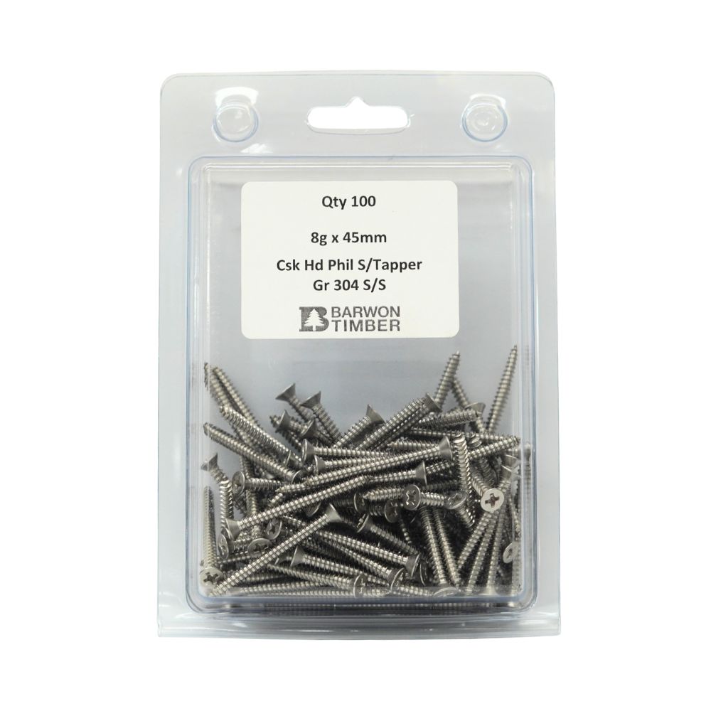 Micro Fasteners Pan Head & Counter Sunk Stainless Steel 8G x 304 Grade (Various Sizes)