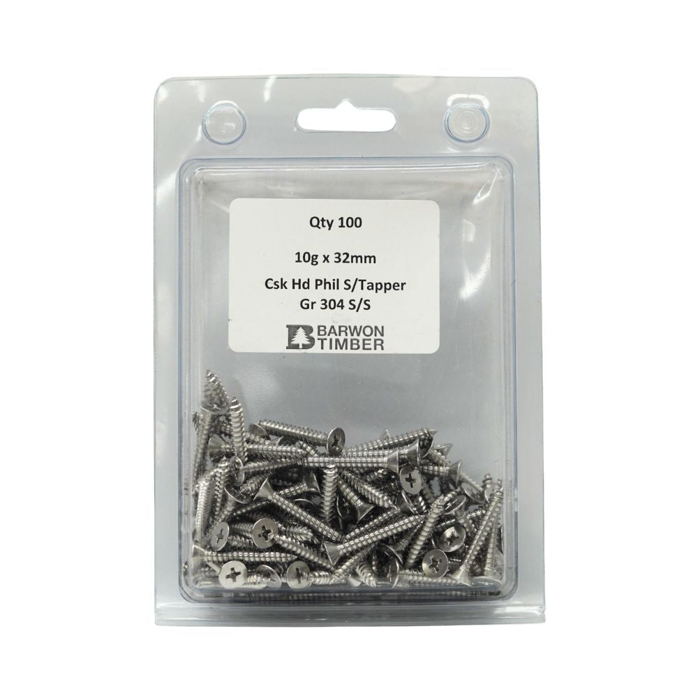 Micro Fasteners Pan Head & Counter Sunk Stainless Steel 10G x 304 Grade (Various Sizes)