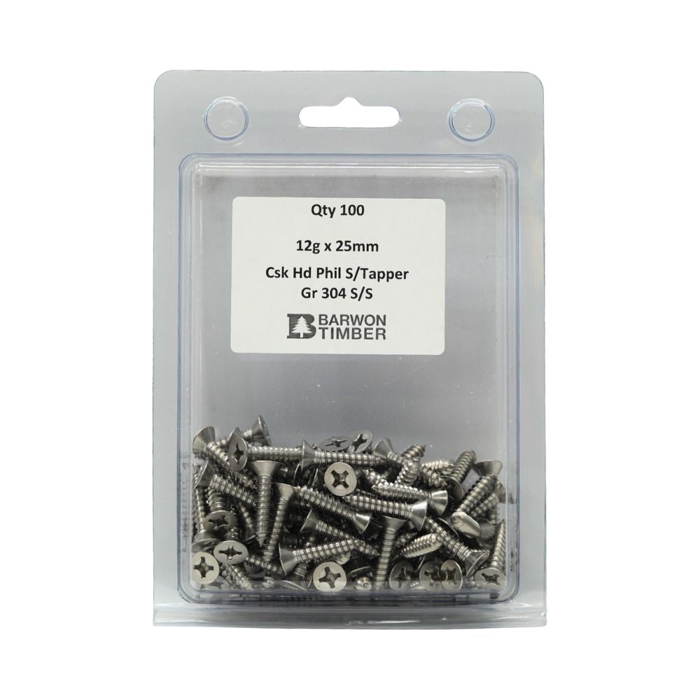 Micro Fasteners Pan Head &amp; Counter Sunk Stainless Steel 12G x 304 Grade (Various Sizes)