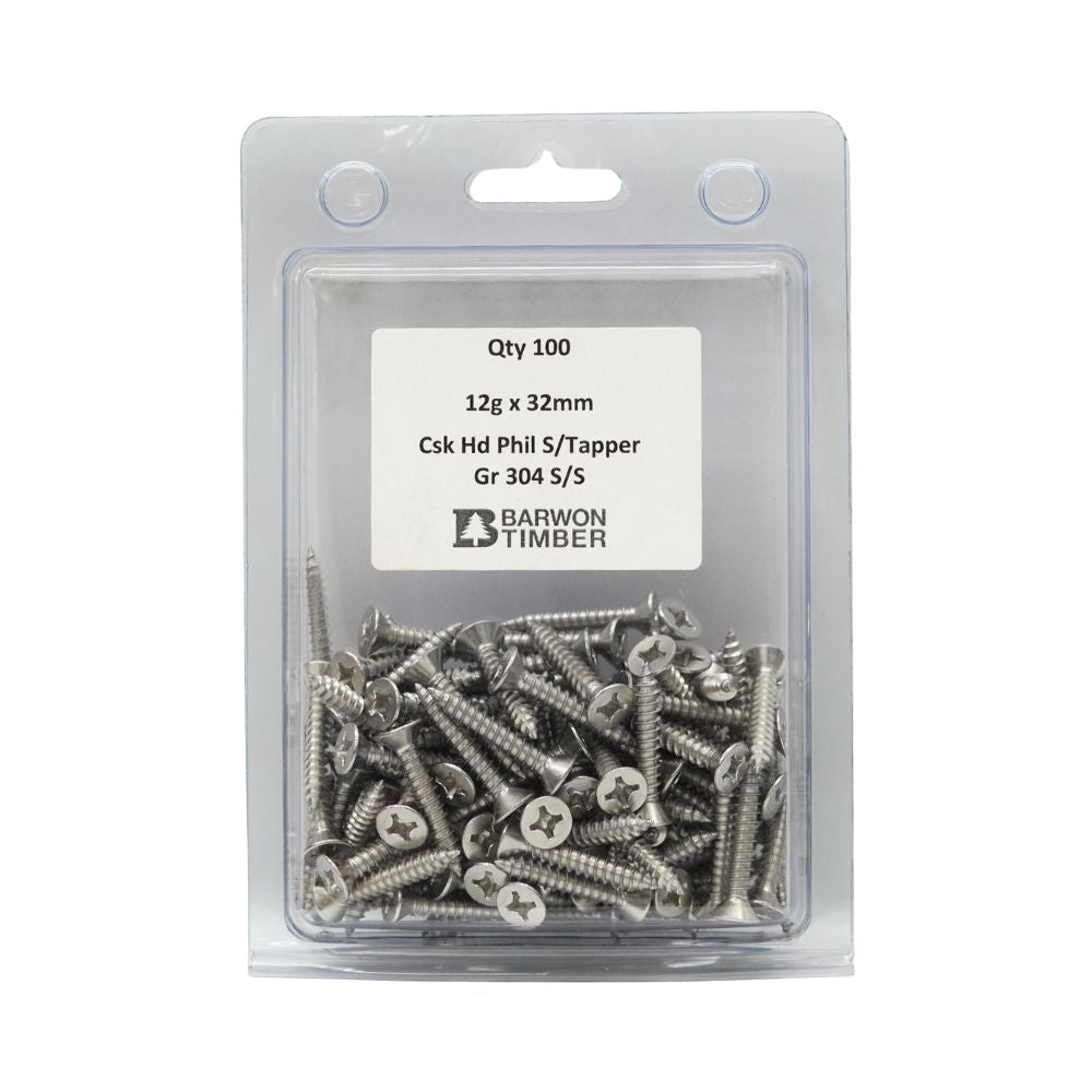 Micro Fasteners Pan Head &amp; Counter Sunk Stainless Steel 12G x 304 Grade (Various Sizes)