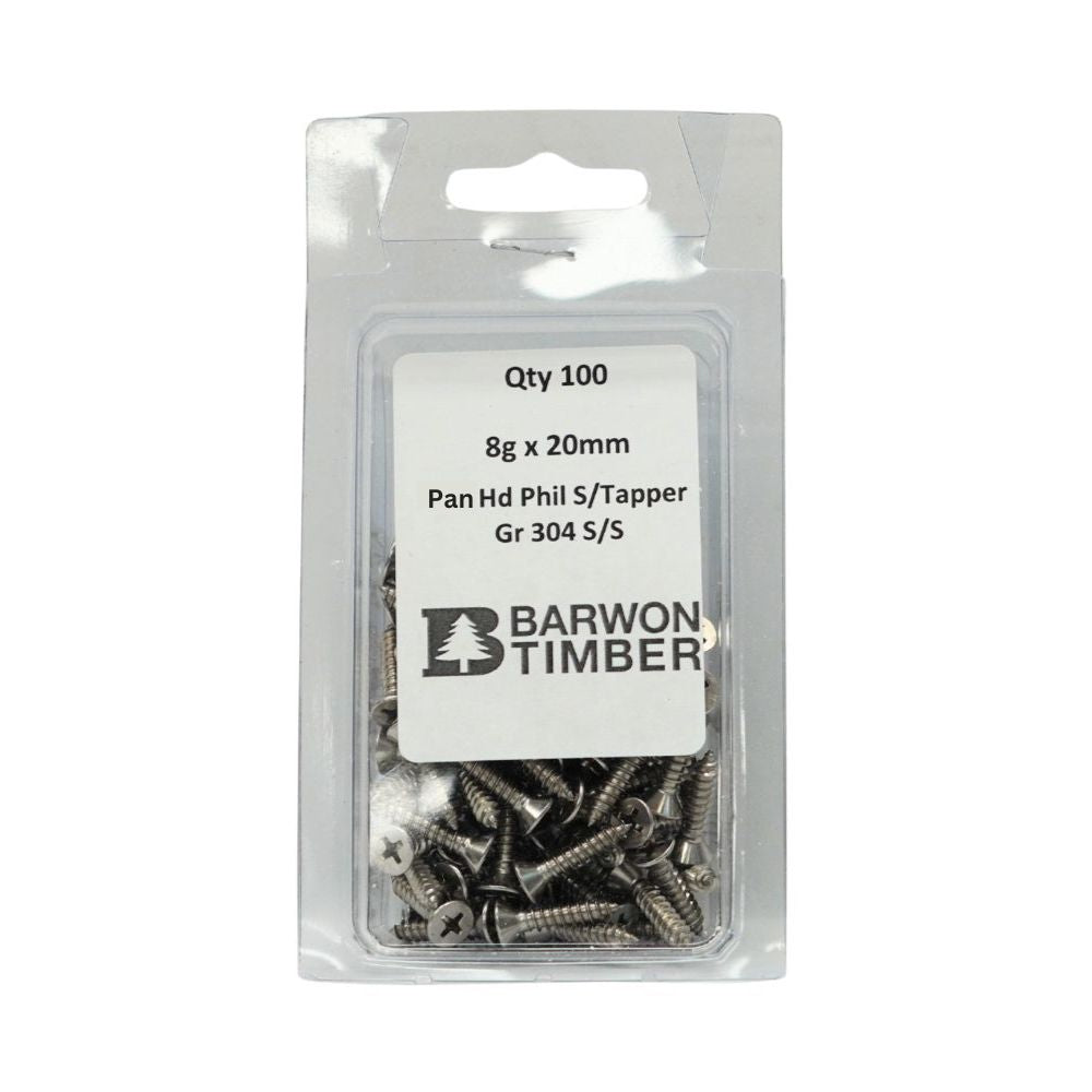 Micro Fasteners Pan Head &amp; Counter Sunk Stainless Steel 8G x 304 Grade (Various Sizes)