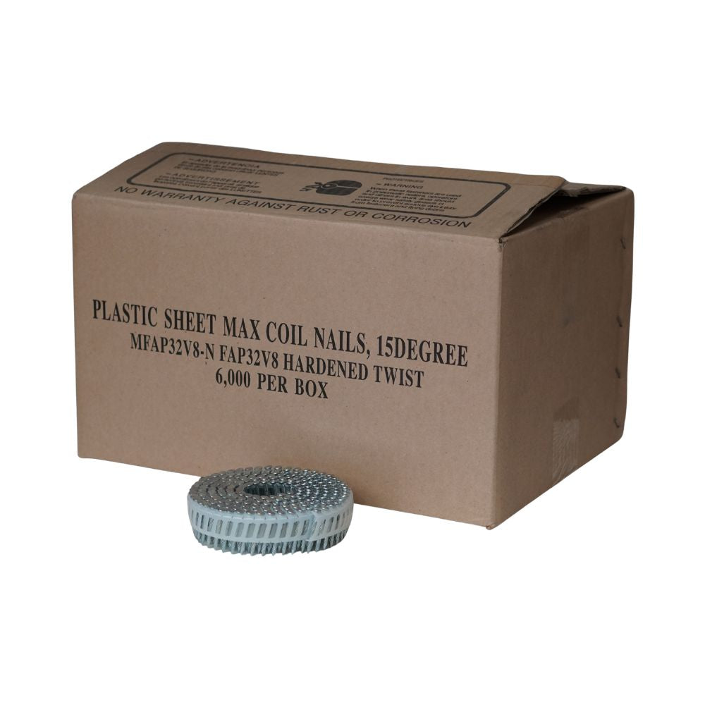 Melbourne Nails Plastic Sheet Max Coil Nail 15 Degree - SOLD BY THE COIL