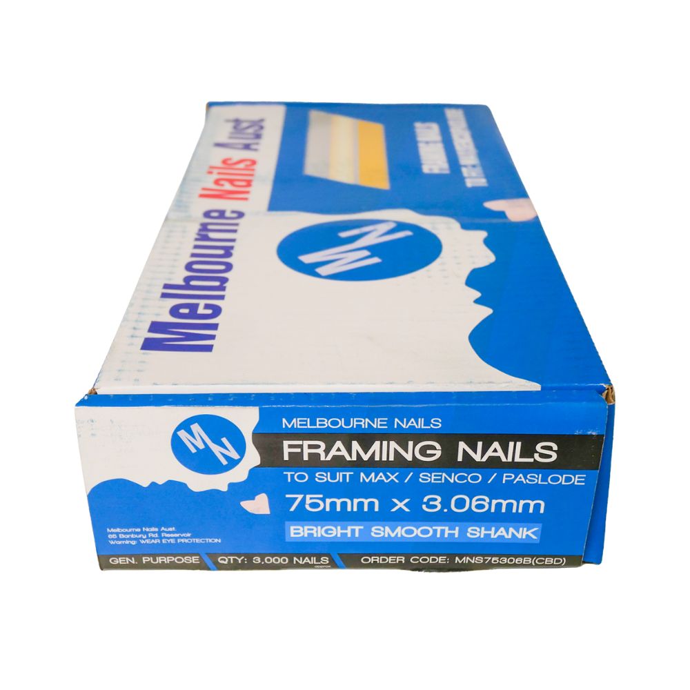 Melbourne Nails Framing Nails 75mm X 3.06mm Bright Smooth Shank 3000 Pack