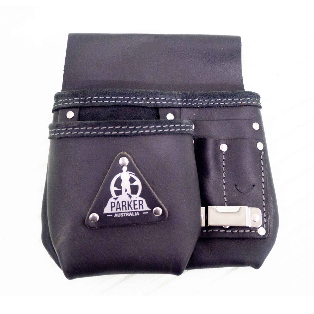 Parker Leather Nail Bag - 2 Pocket, Tape Clip Left Handed