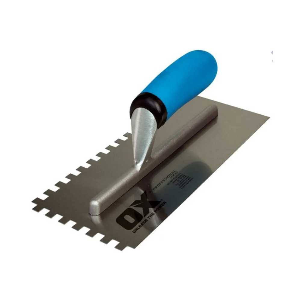 OX Pro Carbon Steel Notch Trowel  10x10mm