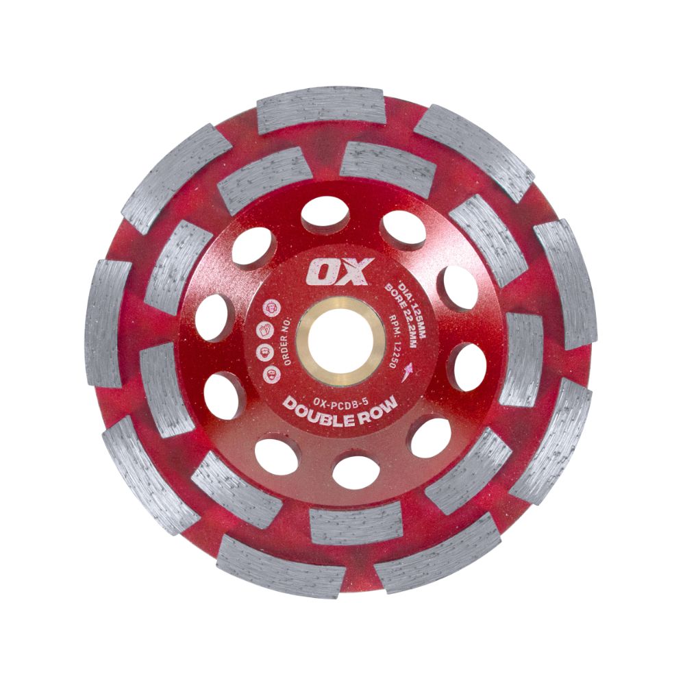 OX Pro 5″ Double Row Cup Wheel – 22.2mm Bore - Grit 30