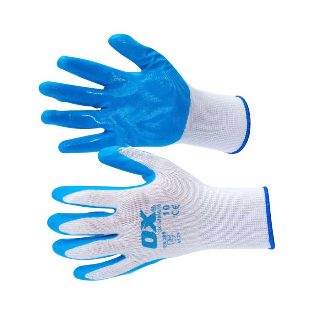 OX Safety Polyester Lined Nitrile Glove 5 pack – Size 10/XL