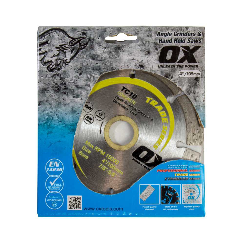 OX Tools Premium Concrete and General-Purpose Diamond Blade – 4" / 100mm