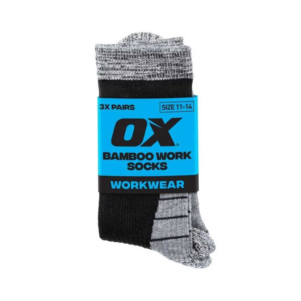 OX Bamboo Work Socks 3pk Size 11-14