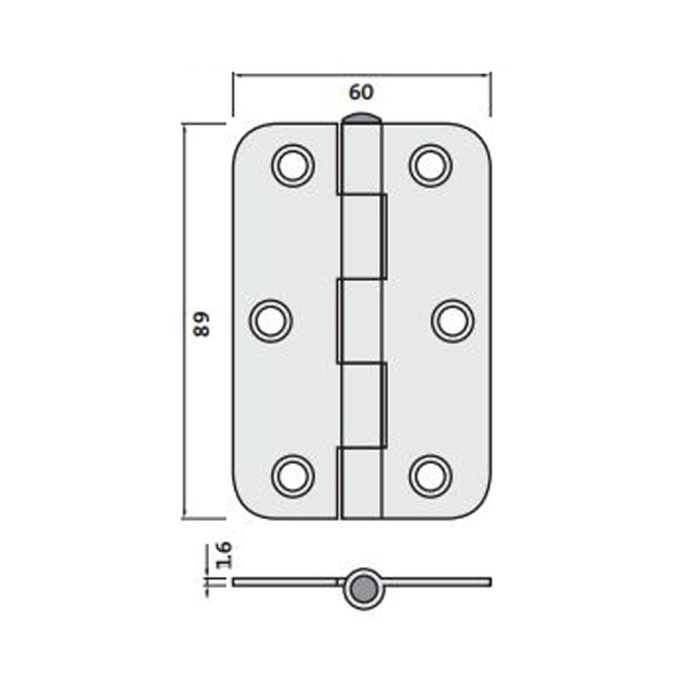 Trio Butt Radius 89 x 60 x 1.6mm Loose Pin Matte Gold With Screws