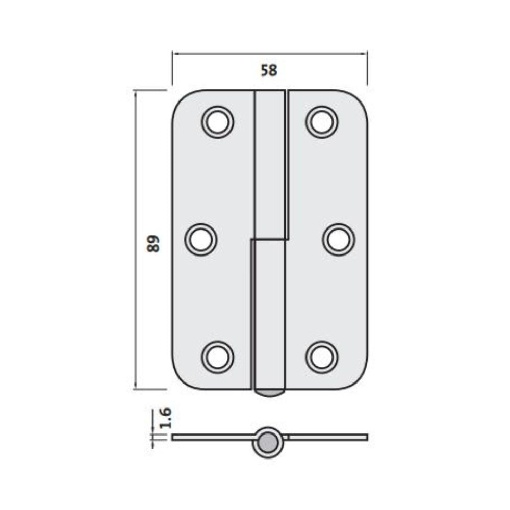 Trio Butt Radius Lift Off Hinge 89 x 58 x 1.6mm Matte Gold With Screws