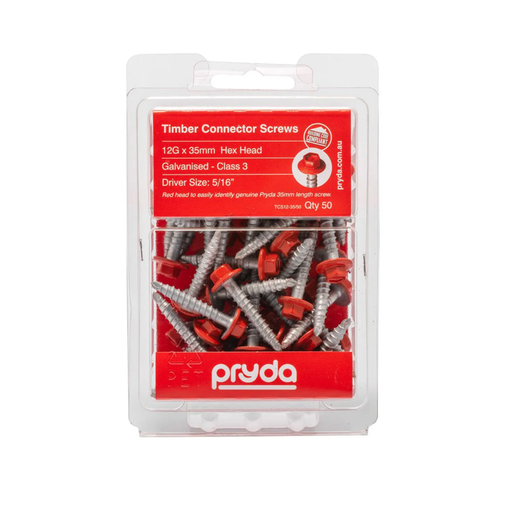 Pryda Timber Connector Screws Hex Head Galvanised Pck 50