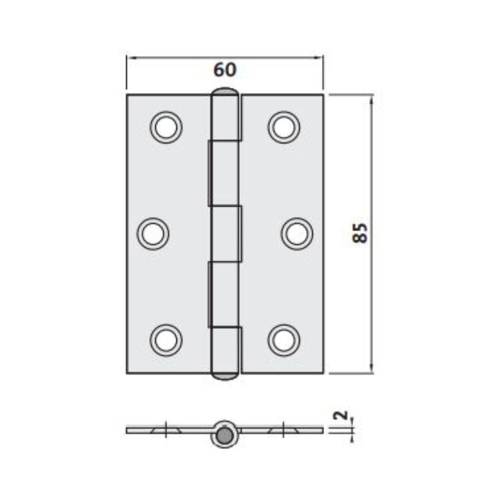 Trio Hinge Stainless Steel Butt Architectural 85x60x2.0mm Loose Pin