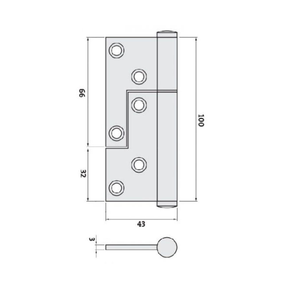 Trio Lift Off Hinge Universal 100 x 74 x 3.0mm Butt Hinge Stainless Steel