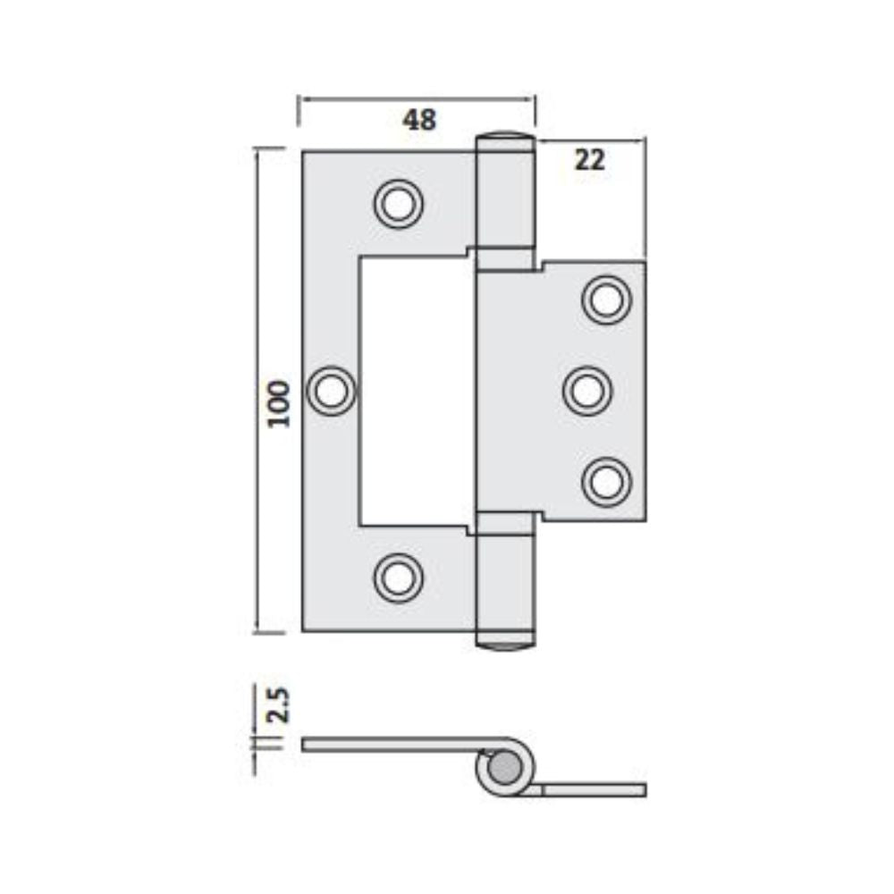 Trio Hirline Hinge 100x70x2.5mm Timber Fix Matte Gold With Screws