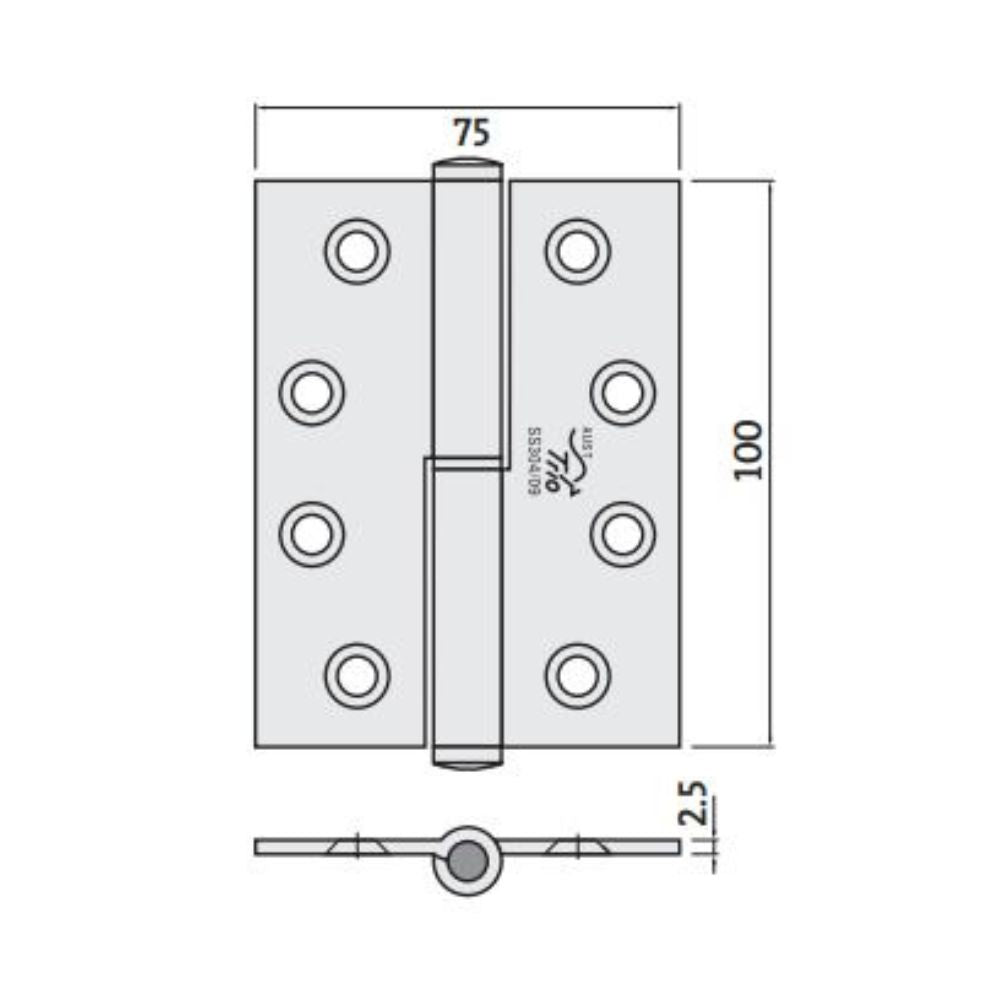 Trio Hinge Lift Off 100 x 75 x 2.5mm Chrome Plate