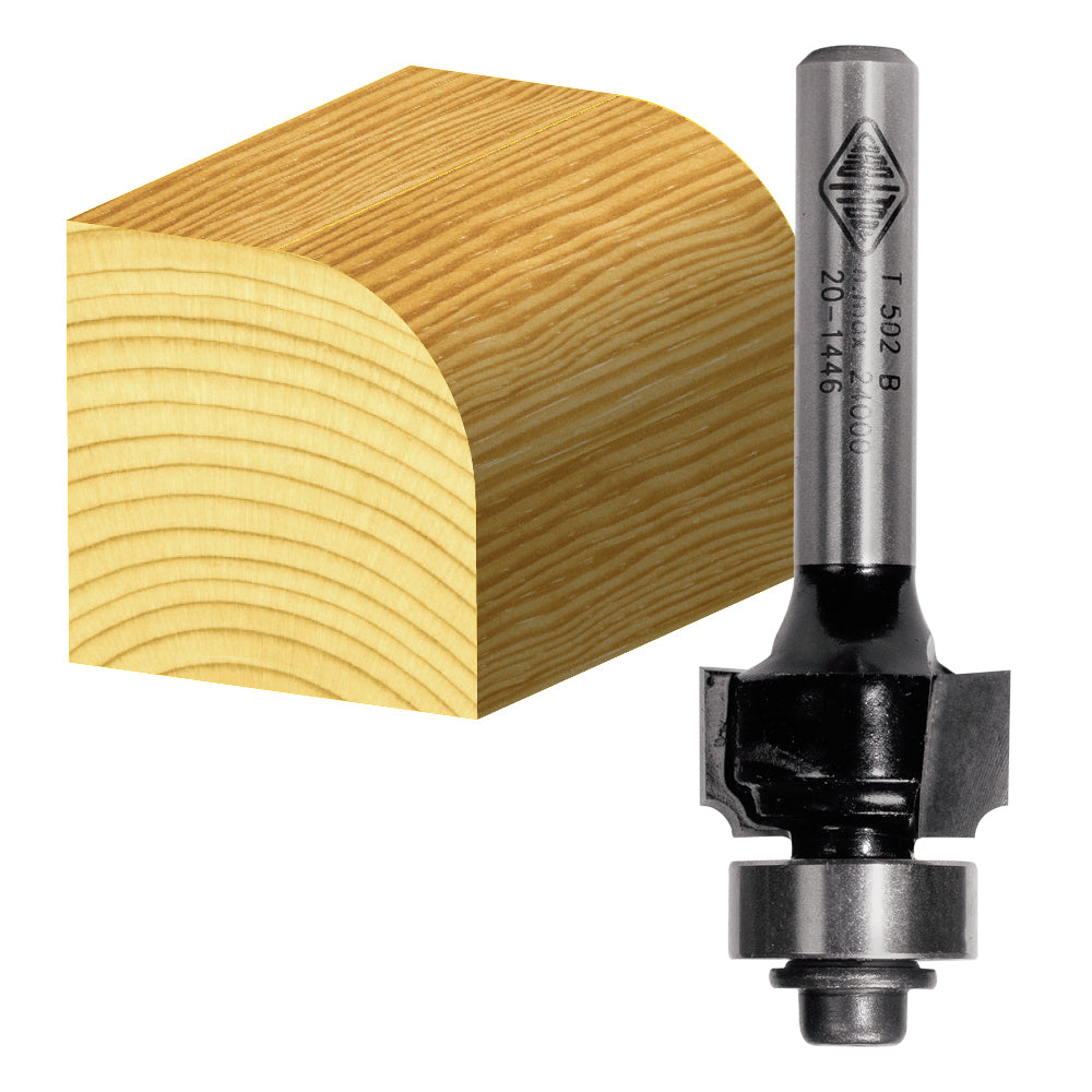 Carbitool 2 Flute Carbide Tipped Rounding Over Router Bit for Woodworking Edge Profiling