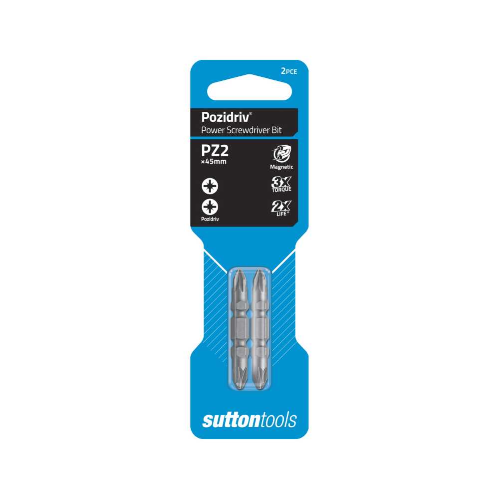 Sutton S120 Pozidriv Screwdriver Bits – Double Ended 2x45mm 2pce