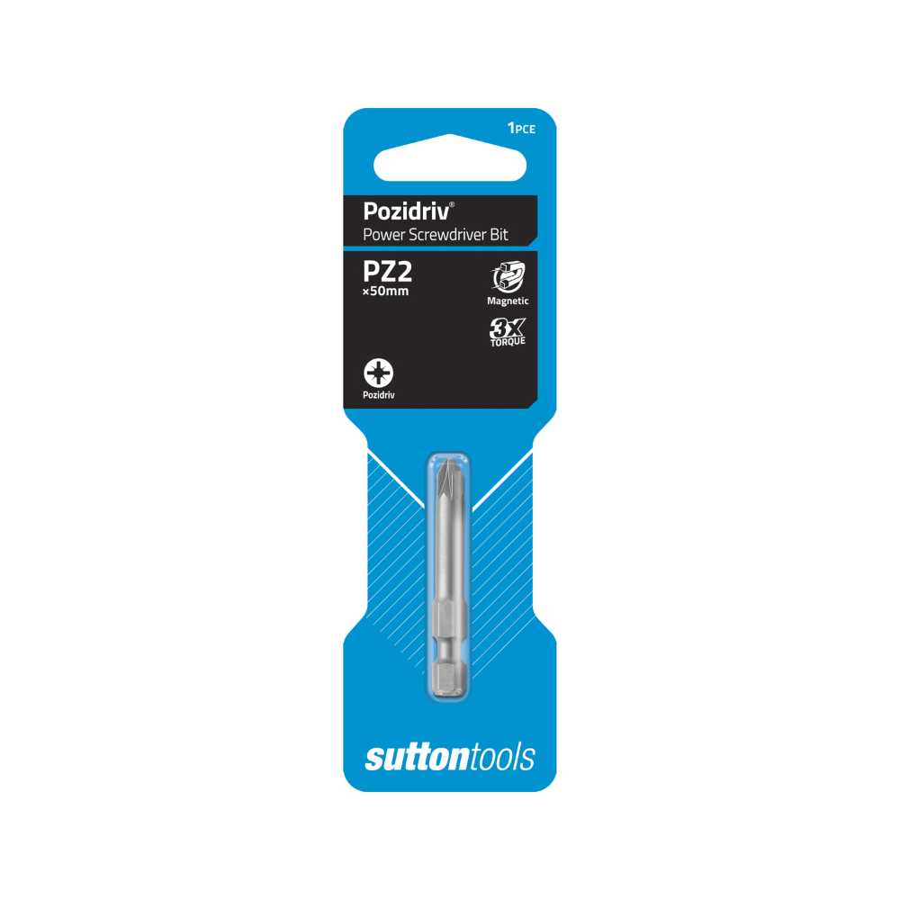 Sutton S102 Pozidriv Screwdriver Bits – Power Bit PZ2x50mm