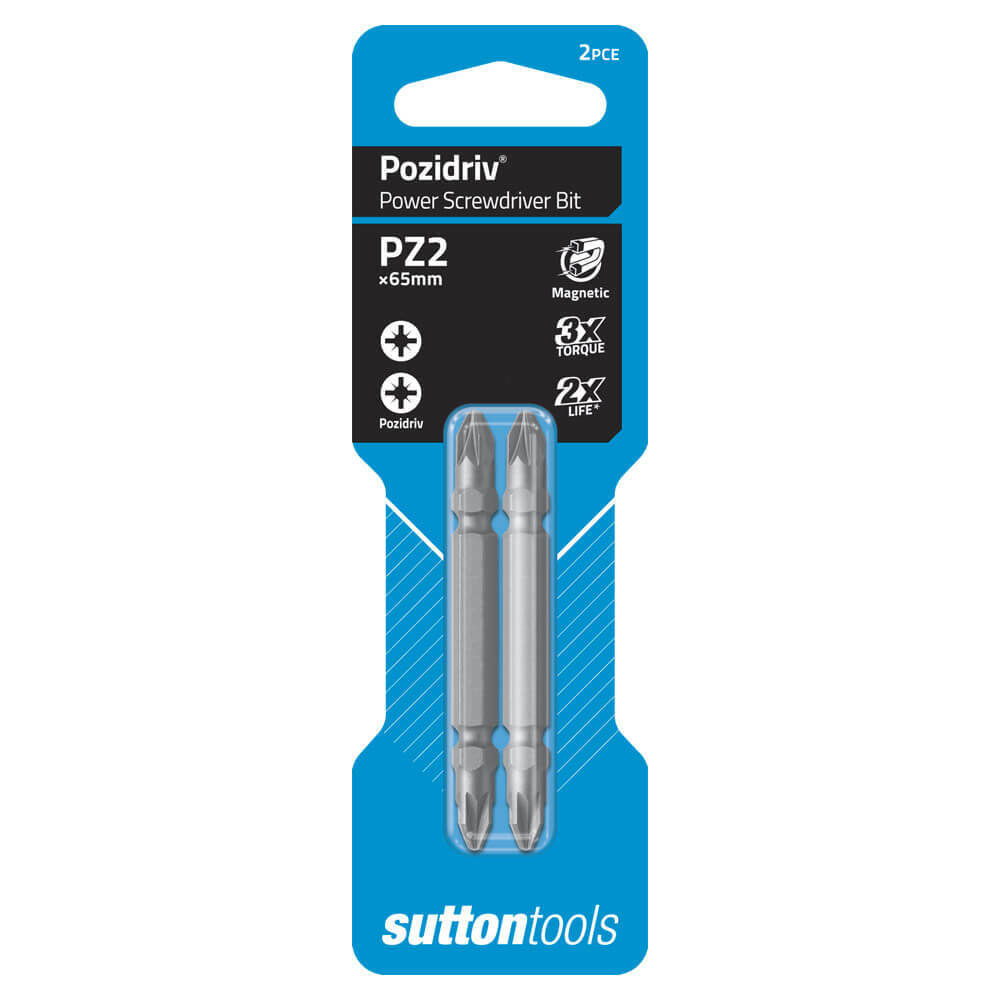 Sutton S120 Pozidriv Screwdriver Bits – Double Ended 2x65mm 2pce