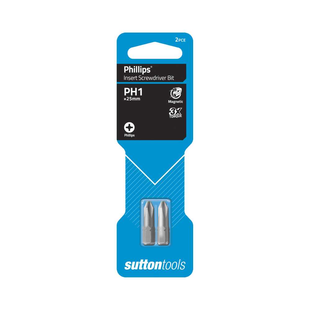 Sutton S104 Phillips Screwdriver Bit PH1 x 25mm (2pc)