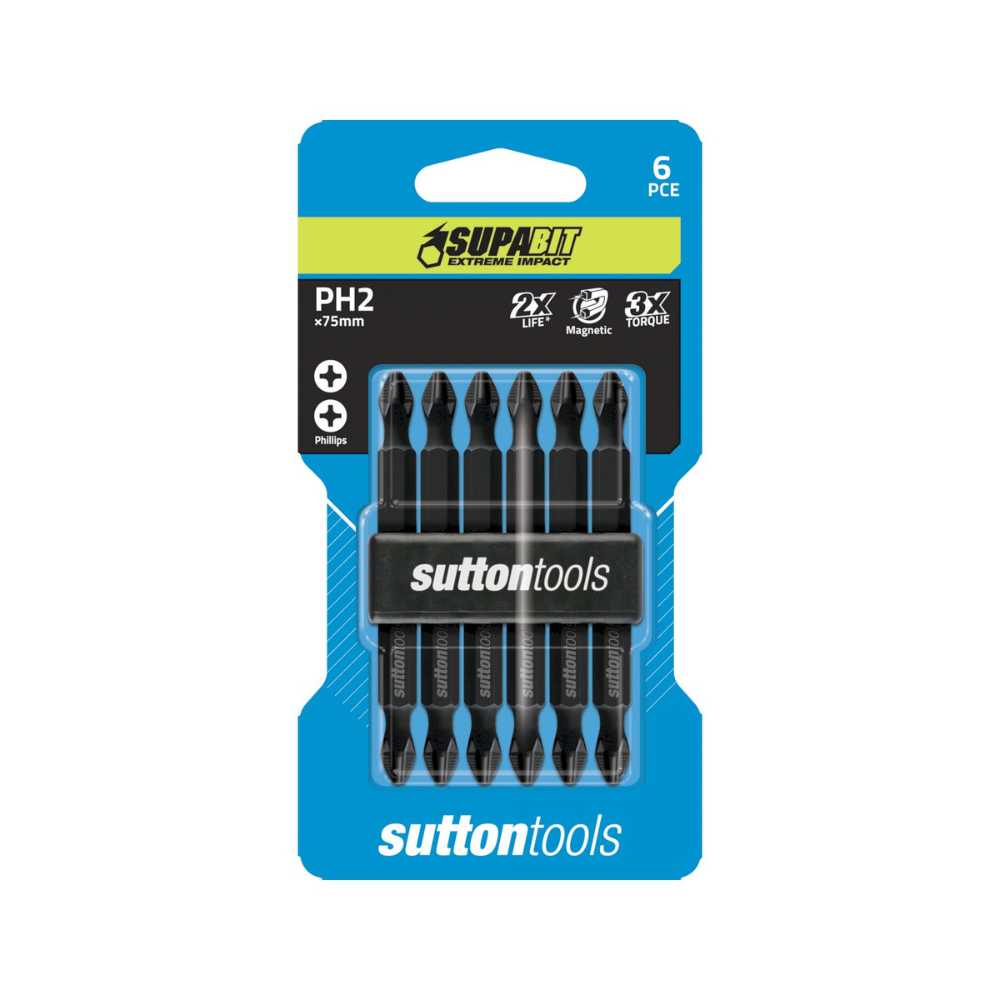 Sutton S122 Phillips Screwdriver Bits – Double Ended 2x75mm 6pce