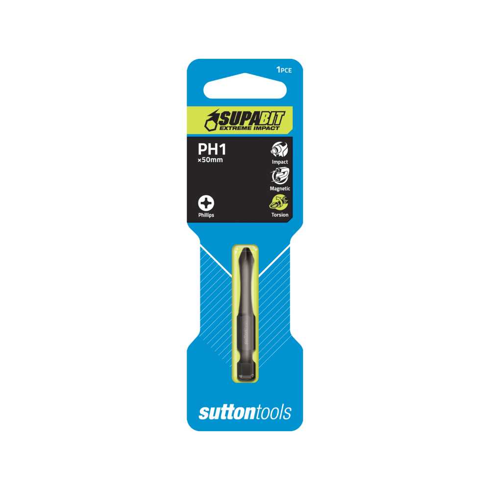 Sutton S106 Phillips Screwdriver Bits – Supabit Extreme Impact - PH1x50mm