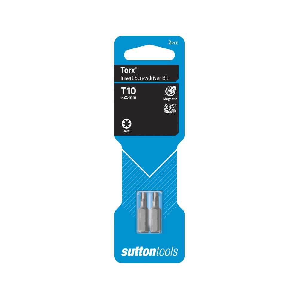 Sutton S110 Torx Screwdriver Insert Bits – T10x25mm 2Pk